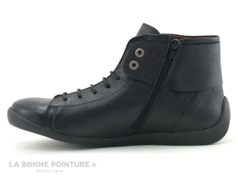 Achat chaussures Alce Shoes Femme Chaussure montante, vente Alce Shoes 9241 - Chaussure montante cuir noir - Lacet et zip