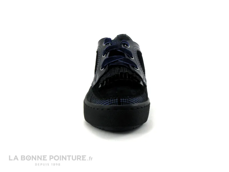 Achat chaussures Fugitive Femme Chaussure basse / Derby, vente Fugitive NAVARO - Bory navy noir - Ecossais Franges - Derby compe