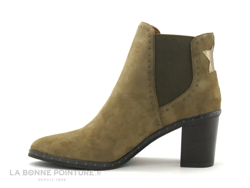 Achat chaussures MamZelle Femme Boots, vente MamZelle NAGI Velours vison - Clous - Boots Chelsea talon haut