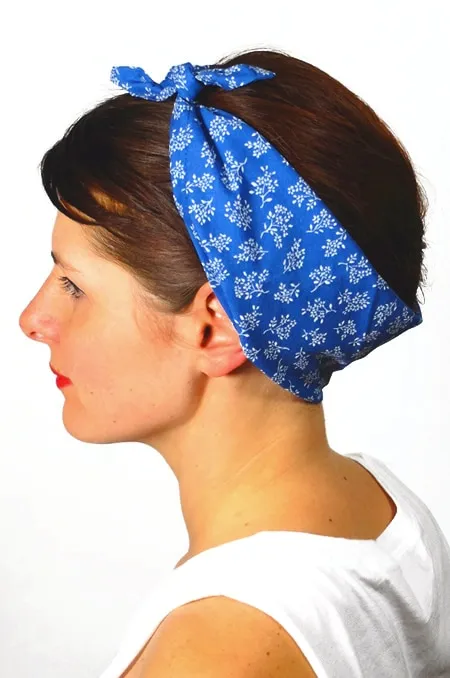 Bandana à cheveux à fleurs Liberty bleu