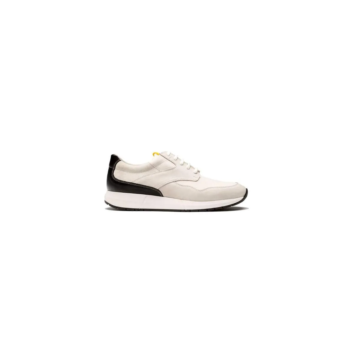 Baskets homme en cuir lisse et daim - Blanc