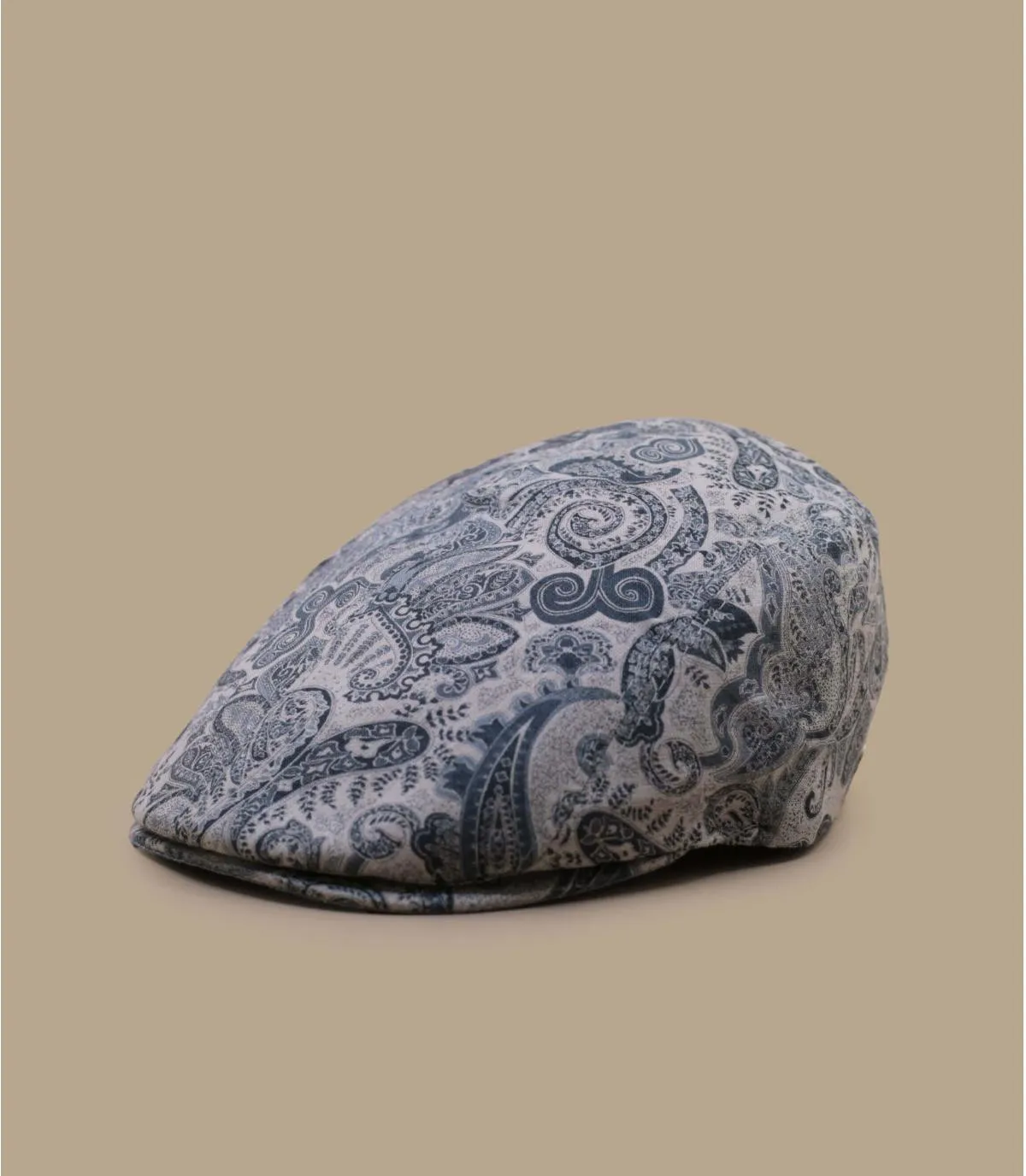 Beret plat beige imprimé paisley lin - Brieux Paisley M by Flechet : Headict