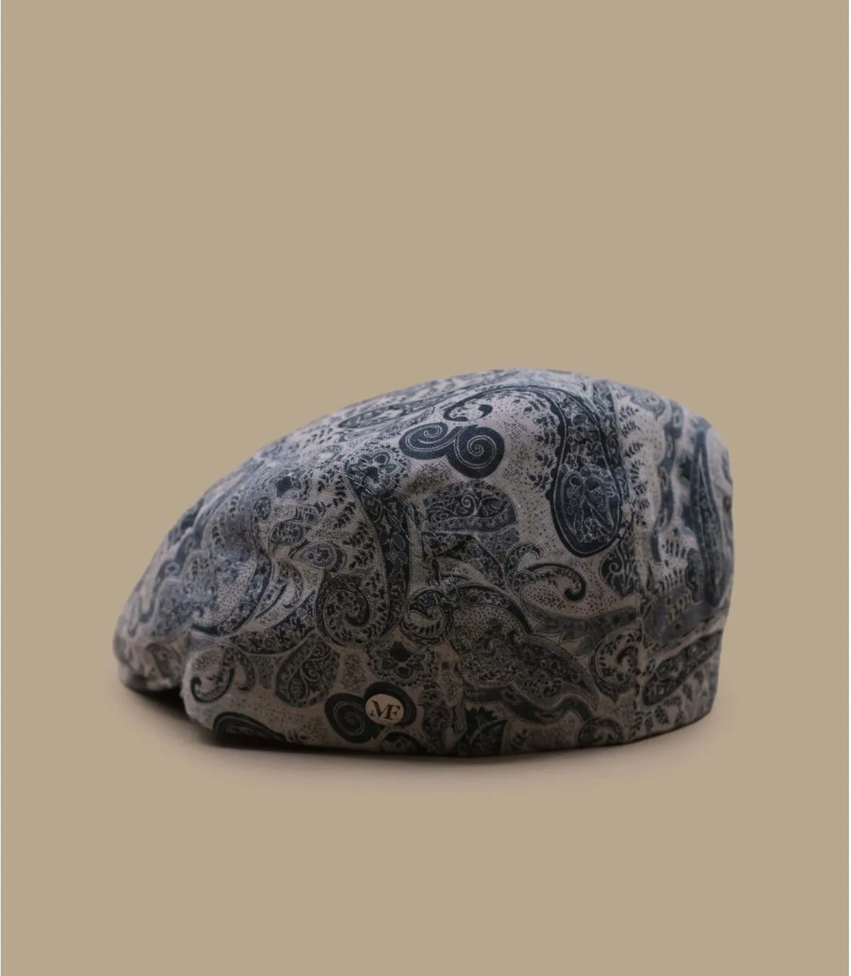 Beret plat beige imprimé paisley lin - Brieux Paisley M by Flechet : Headict