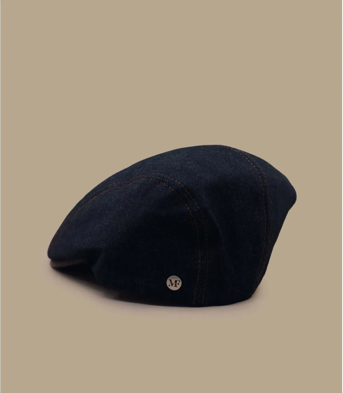 Beret plat bleu marine coton - Ewen Denim M by Flechet : Headict