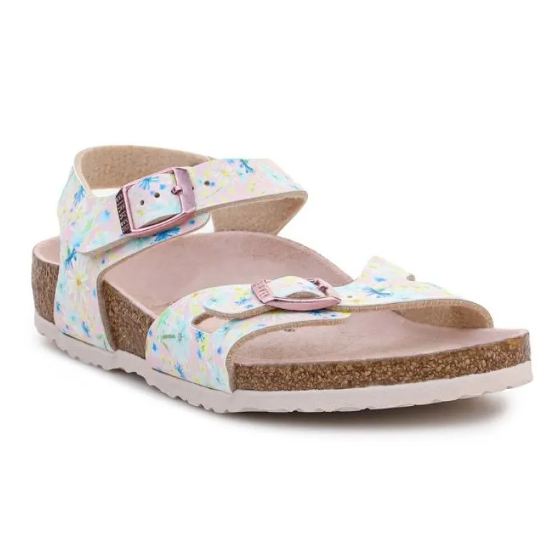 Birkenstock Rio Kids 1022232 Sandales à fleurs pastel rose