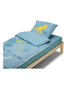 Bleu Câlin - Caradou® T-rex Sans Couette 90x190cm Parure Enfant Dinosaure - Bleu Jaune