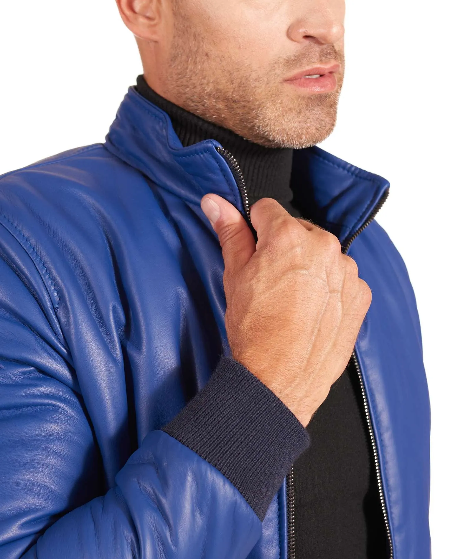 Blouson cuir homme style bomber cuir naturel bleuet 106