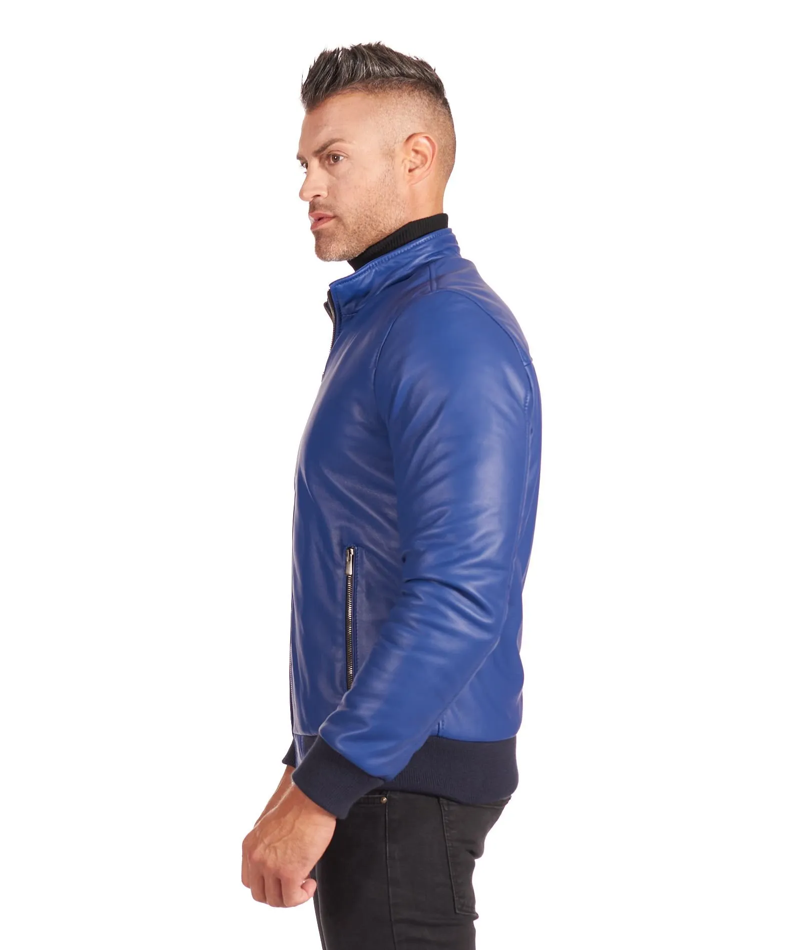 Blouson cuir homme style bomber cuir naturel bleuet 106