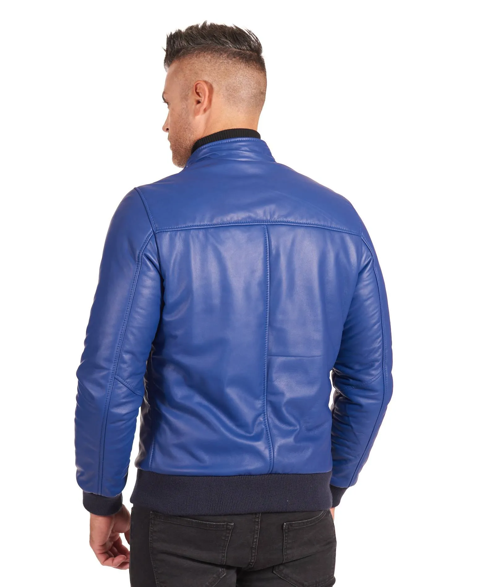 Blouson cuir homme style bomber cuir naturel bleuet 106