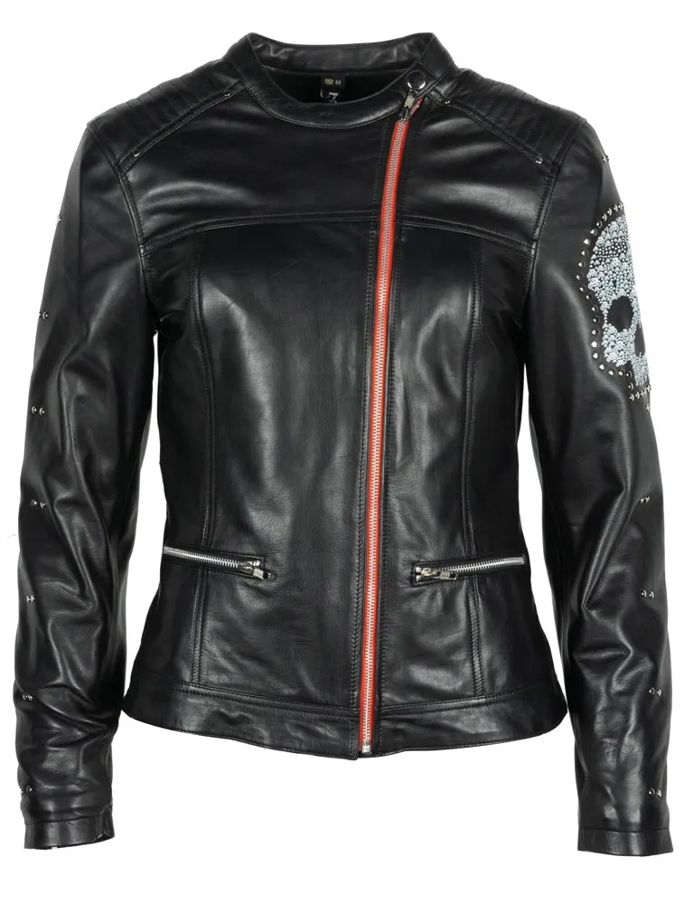 Blouson femme Helstons Cher cuir soft noir, cuir moto vintage