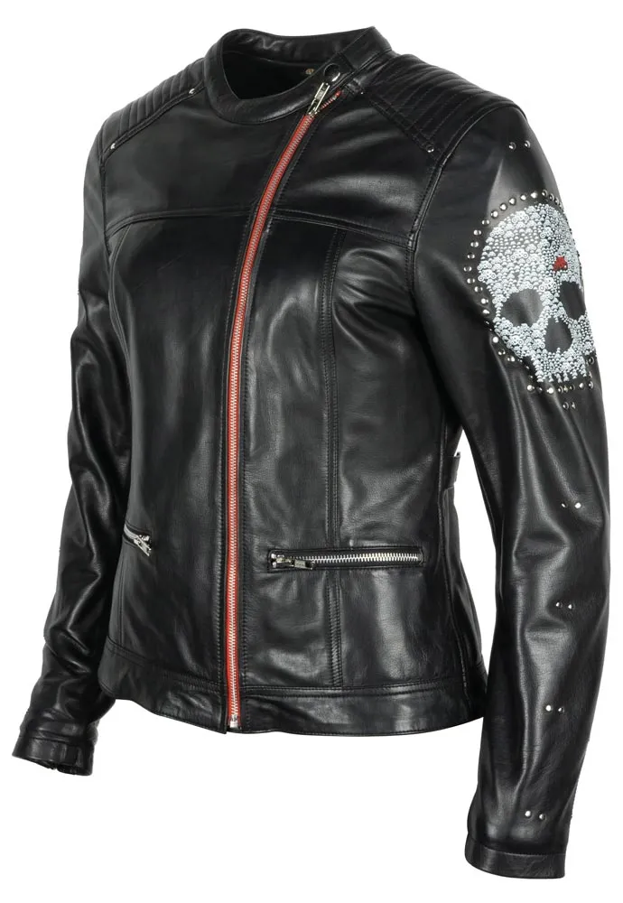 Blouson femme Helstons Cher cuir soft noir, cuir moto vintage