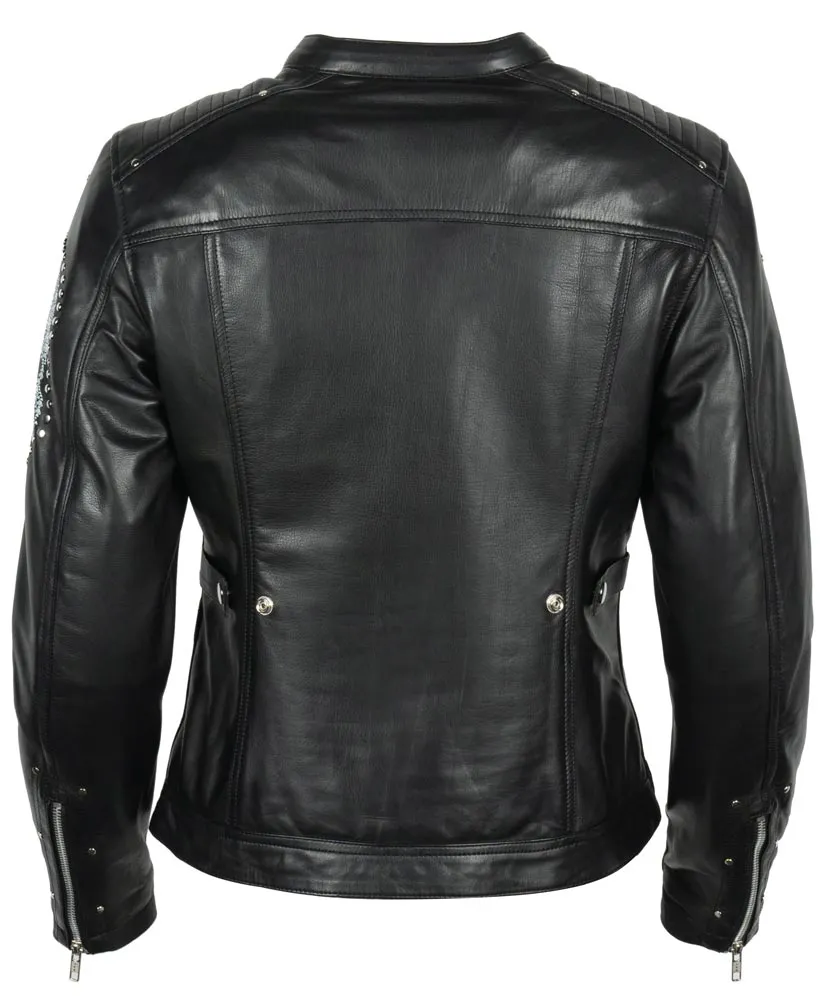 Blouson femme Helstons Cher cuir soft noir, cuir moto vintage