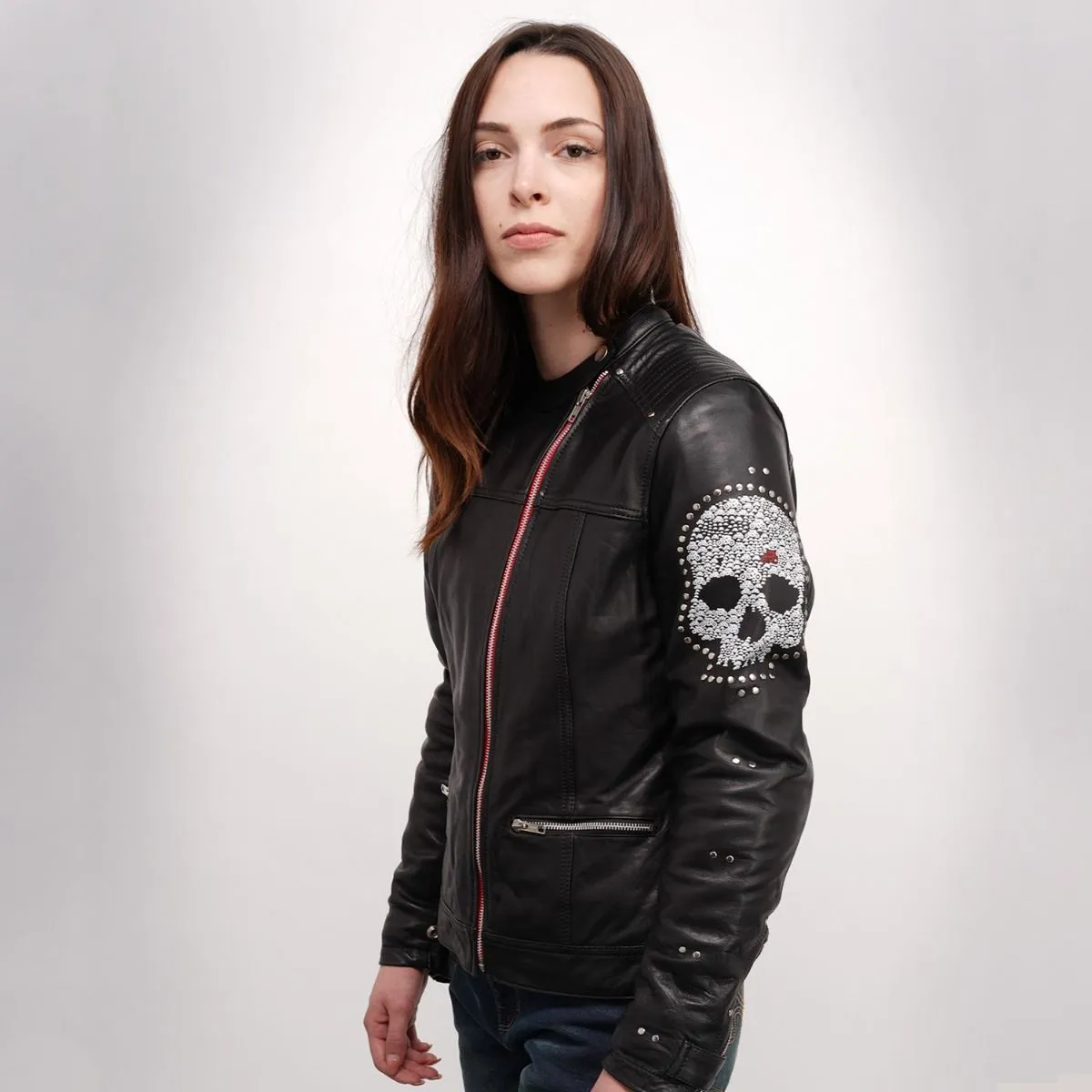 Blouson femme Helstons Cher cuir soft noir, cuir moto vintage