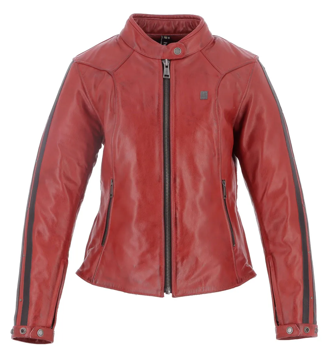 Blouson femme Helstons Victoria cuir rag rouge, cuir moto vintage