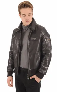 Blouson pilote cuir Texaco noir Redskins - La Canadienne - Blousons Cuir Noir