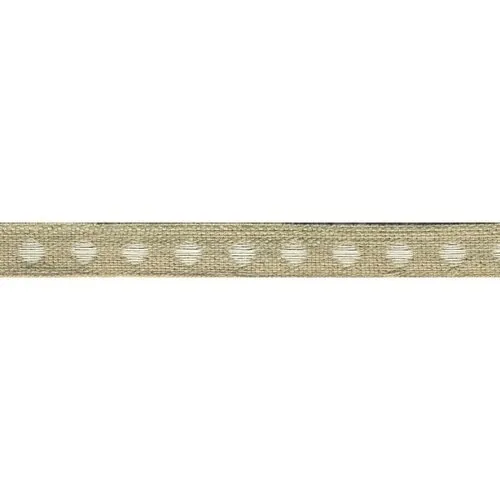 Bobine 25m galon marron pois blanc en lin 11mm