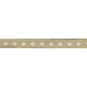 Bobine 25m galon marron pois blanc en lin 11mm