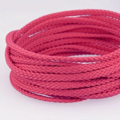 Bobine 50m cordon damier polyester 6mm vieux rose