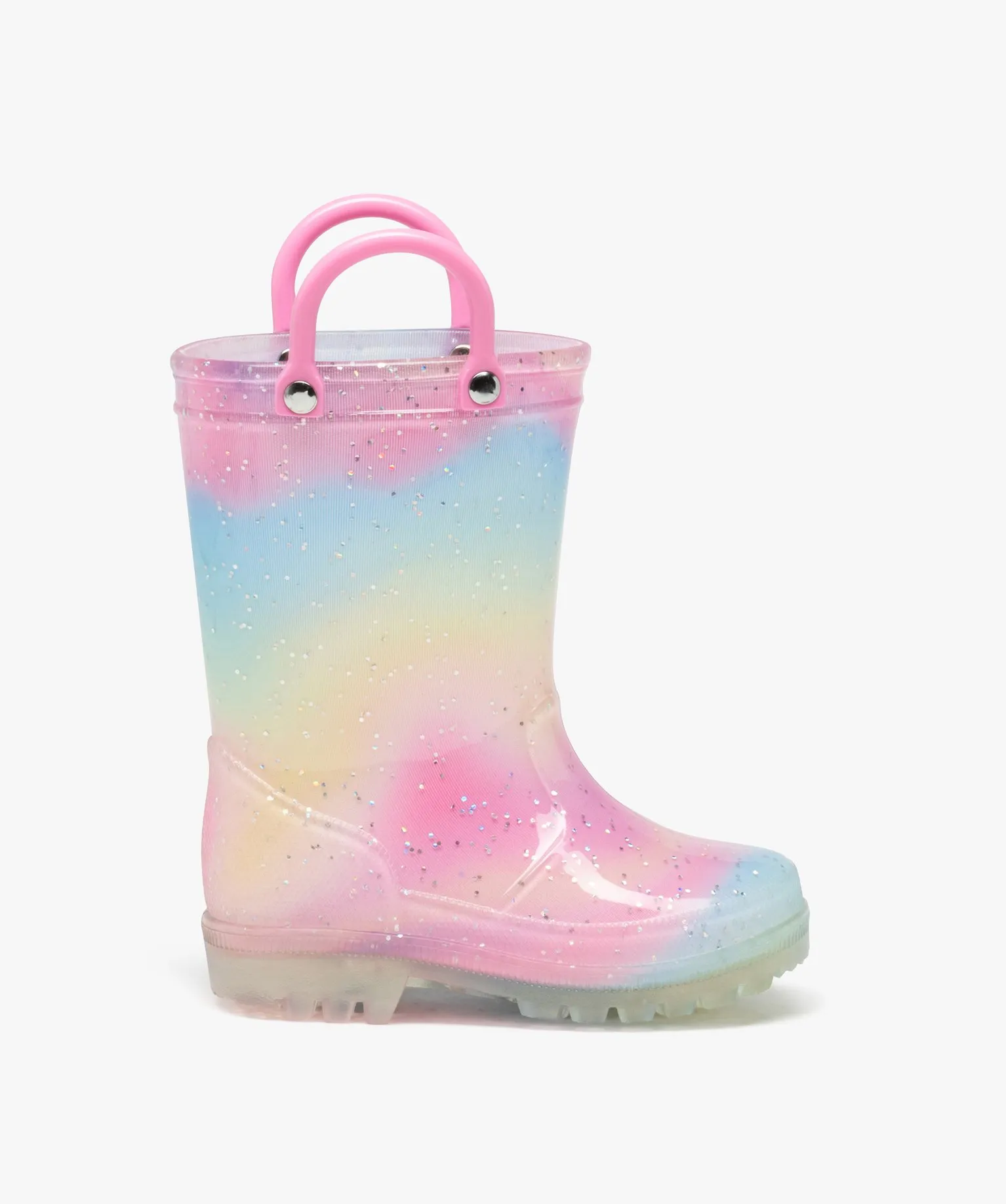 bottes de pluie bebe fille a paillettes avec anses rose