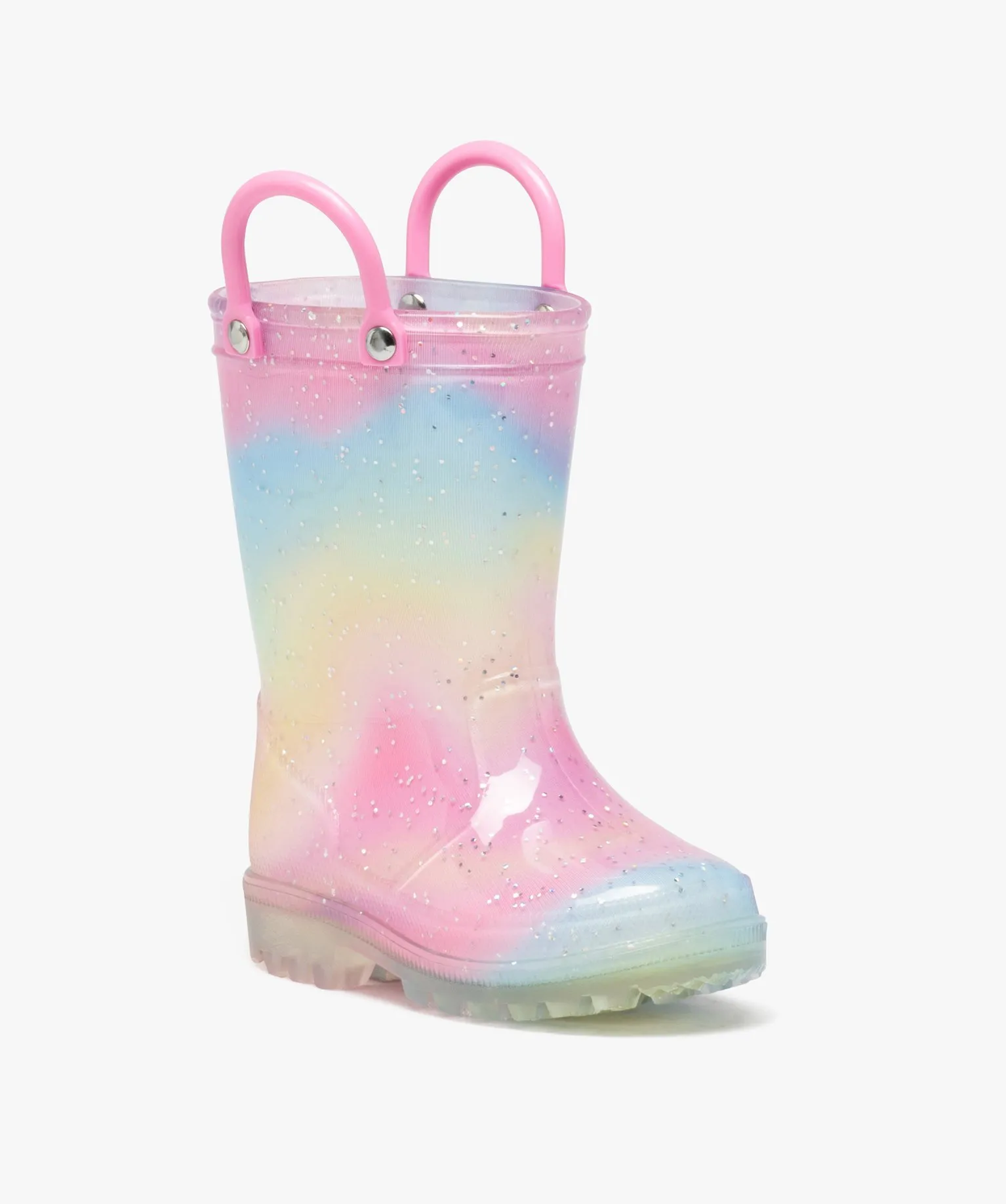 bottes de pluie bebe fille a paillettes avec anses rose