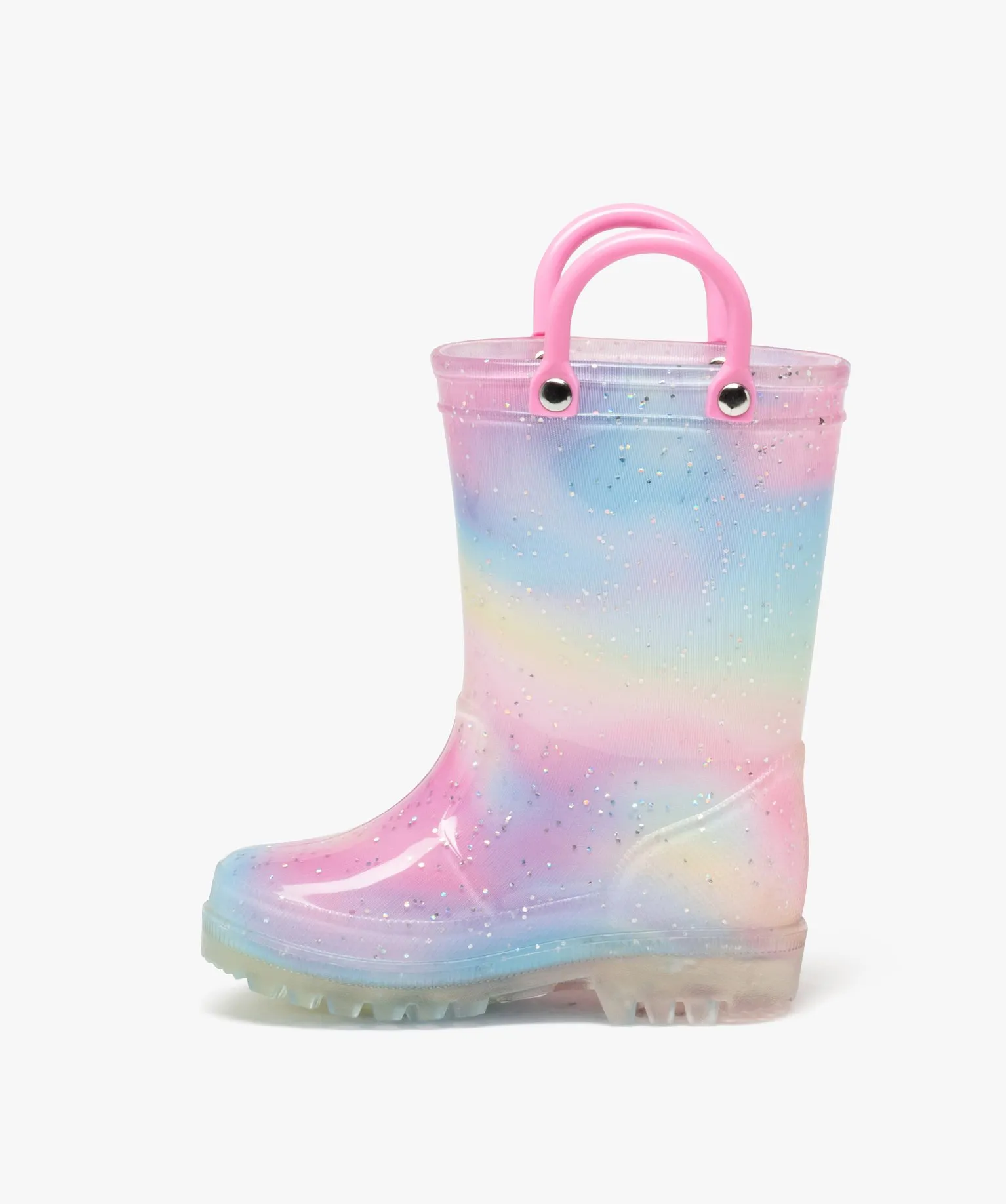 bottes de pluie bebe fille a paillettes avec anses rose