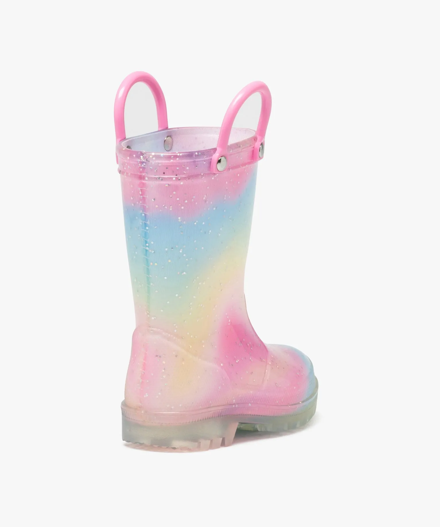 bottes de pluie bebe fille a paillettes avec anses rose