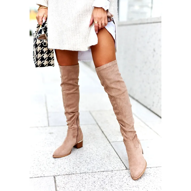 Bottes Longues Suédine Lycra Evento 20KZ35-3330 Beige