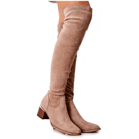 Bottes Longues Suédine Lycra Evento 20KZ35-3330 Beige