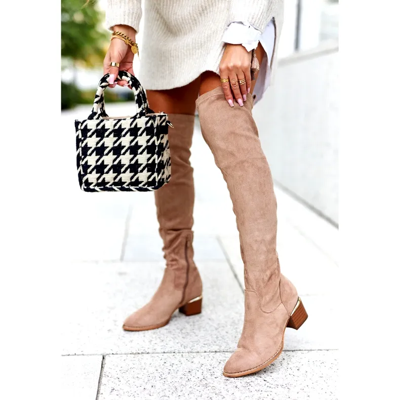 Bottes Longues Suédine Lycra Evento 20KZ35-3330 Beige