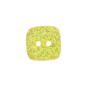 Bouton polyester Carré pailleté jaune