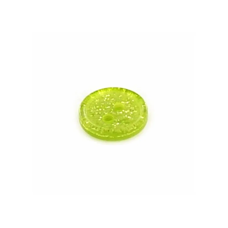 Bouton polyester rond Glitter jaune