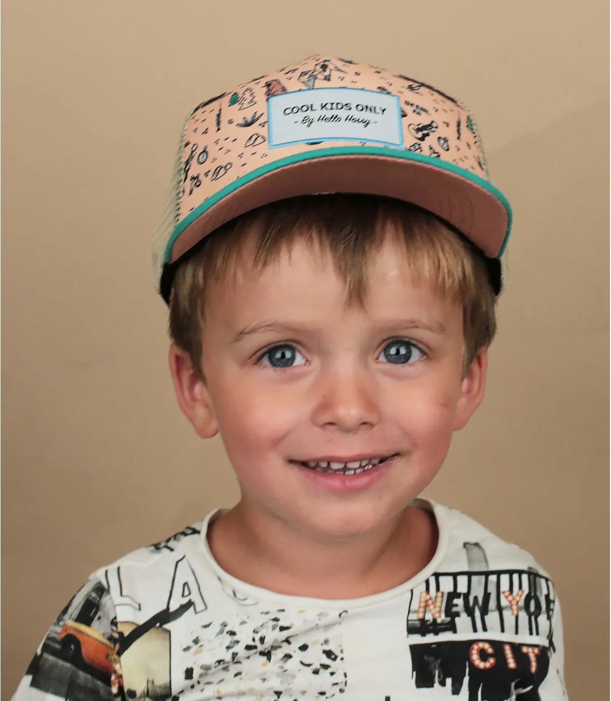 Casquette enfant trucker verte et beige - Casquette Trucker Road Trip Hello Hossy : Headict