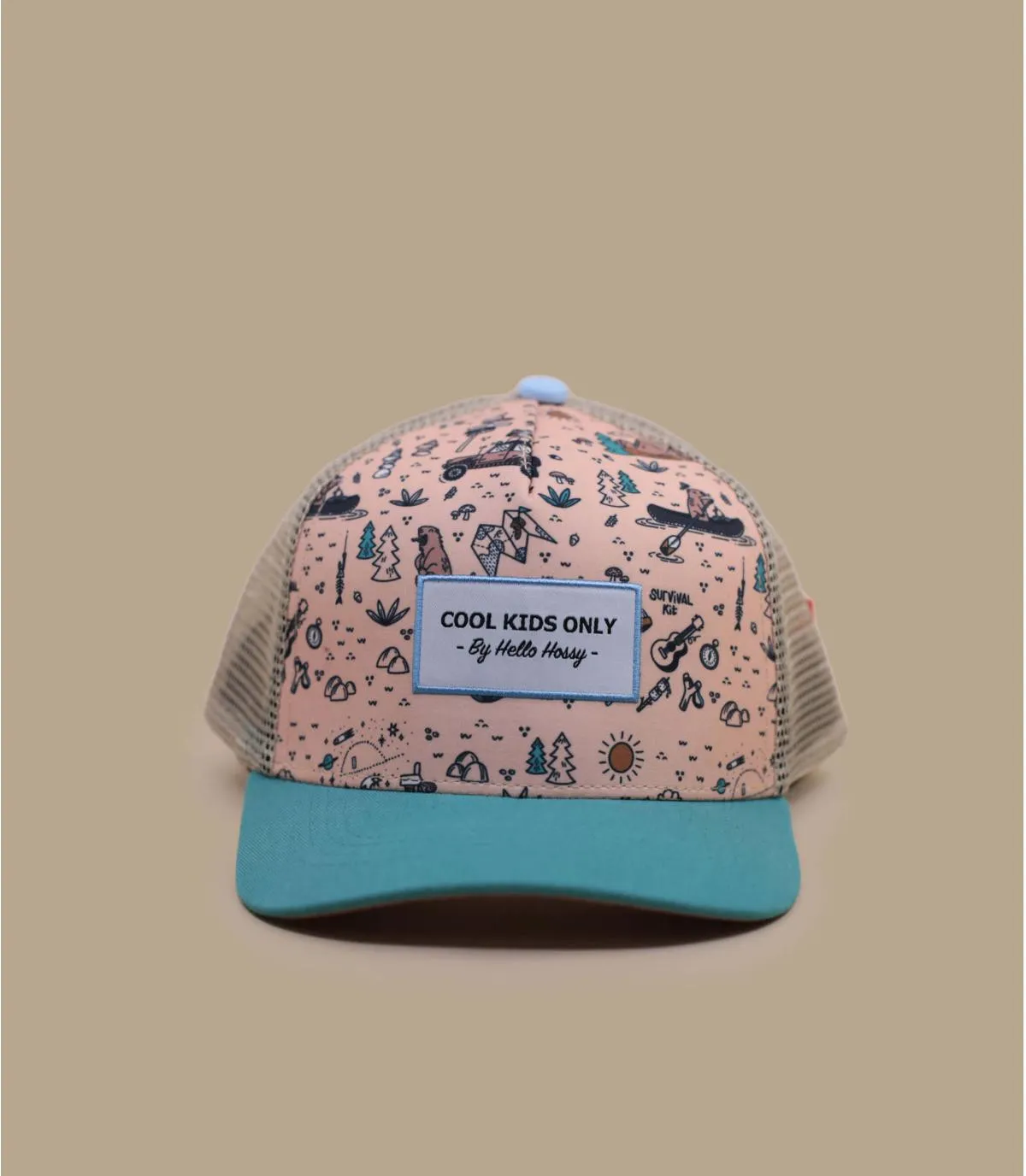 Casquette enfant trucker verte et beige - Casquette Trucker Road Trip Hello Hossy : Headict