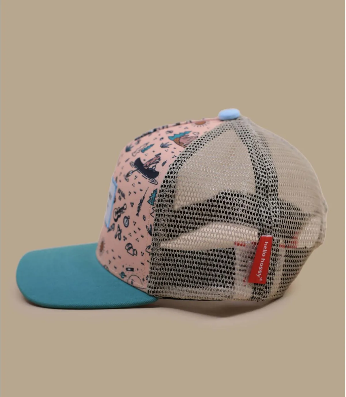 Casquette enfant trucker verte et beige - Casquette Trucker Road Trip Hello Hossy : Headict