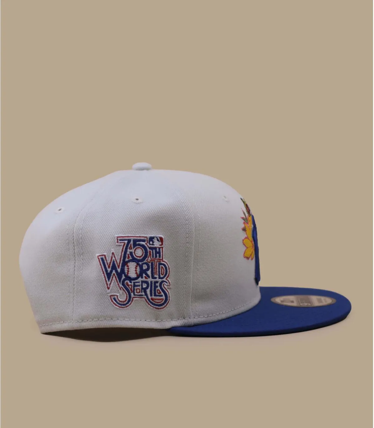 Casquette snapback NY beige bleue fleurs - Casquette NBA Floral 9Fifty NY ivory New Era : Headict