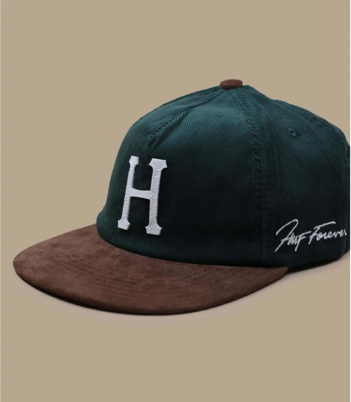 casquette velours vert - Corduroy Classic H strapback forest green Huf : Headict