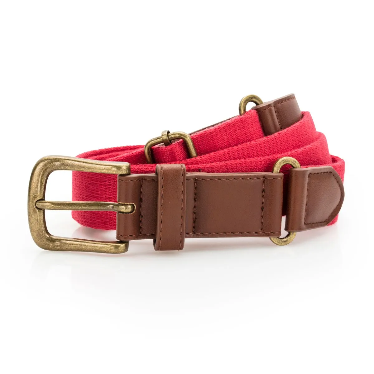 Ceinture en toile et simili cuir - AQ902 - rouge 