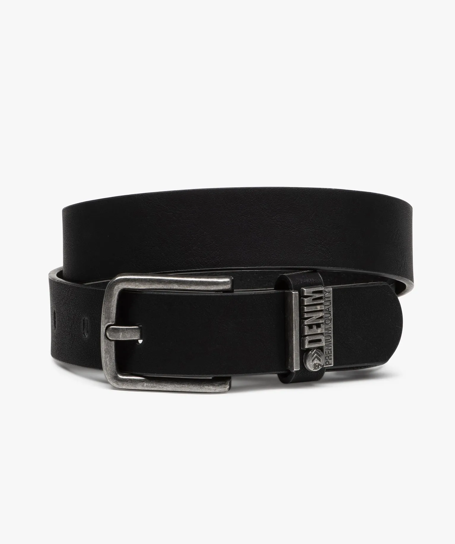 ceinture garcon a grosse boucle en metal vieilli noir vif