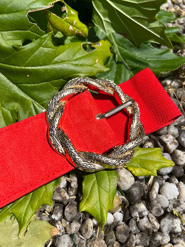 Ceinture rouge élastiquée - Cléstyle Couleur ROUGE2 Unique TU