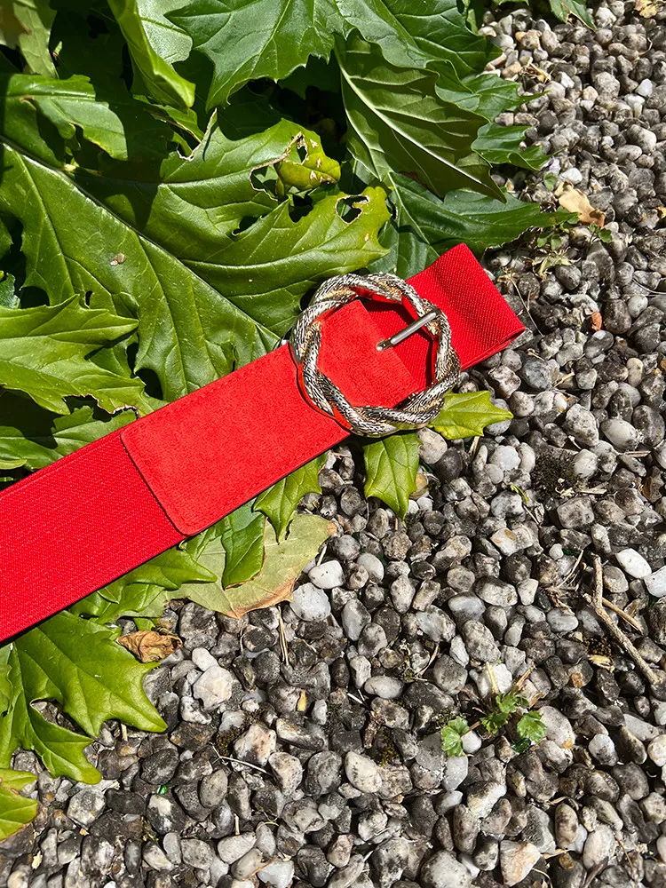 Ceinture rouge élastiquée - Cléstyle Couleur ROUGE2 Unique TU