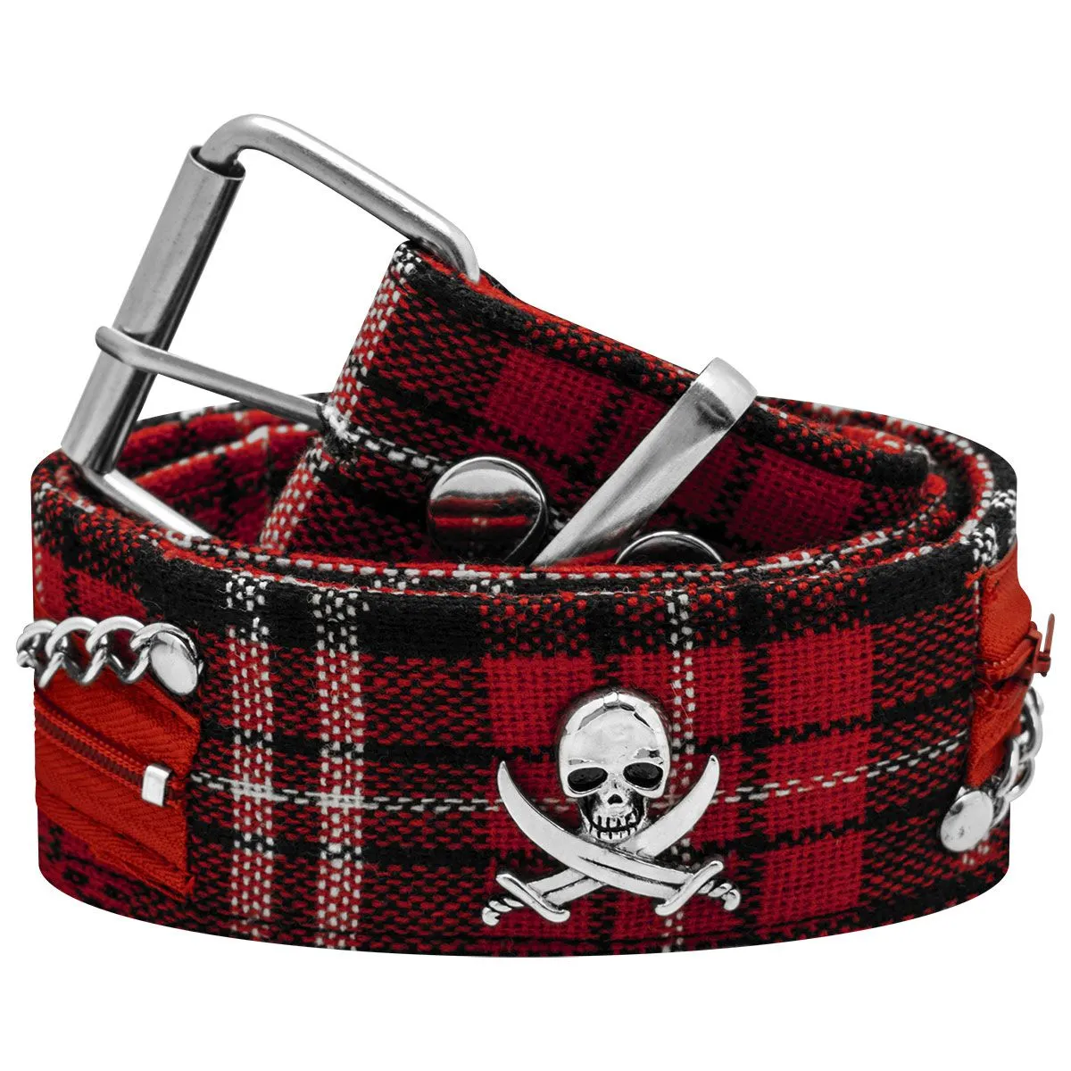 Ceinture Tissu DIVERS - Tartan Rouge Pirate - Rock A Gogo