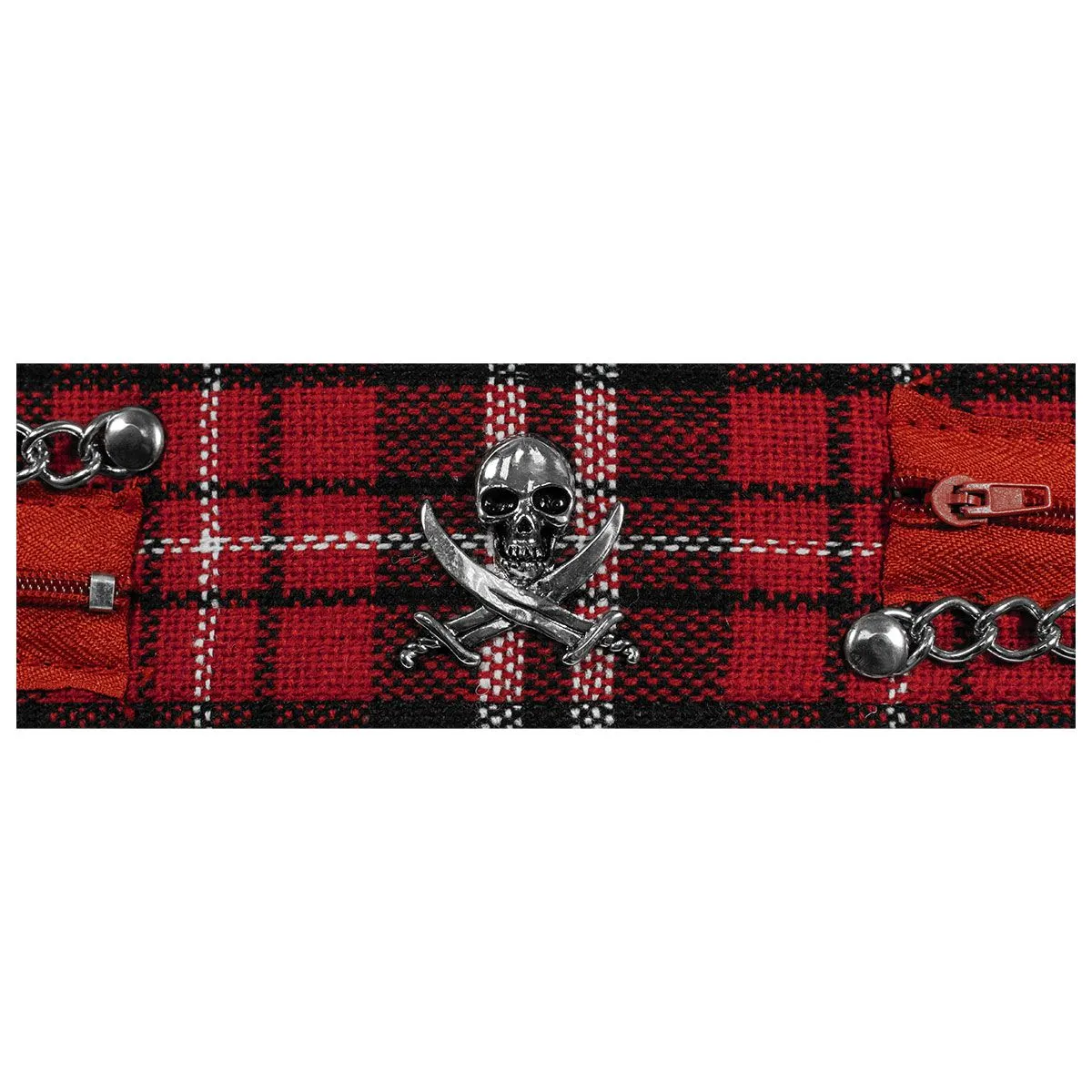 Ceinture Tissu DIVERS - Tartan Rouge Pirate - Rock A Gogo