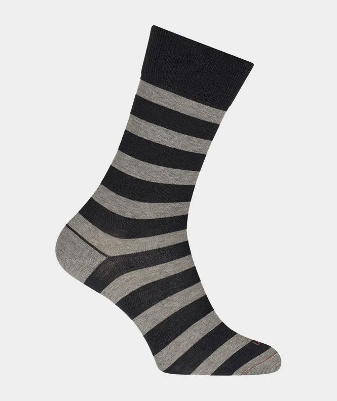 Chaussettes Rayures marin Laine Bleu/Gris - Labonal : vente chausse...