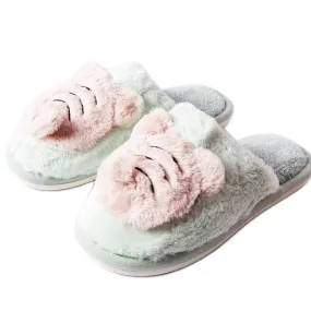 Chaussons Abeilles souples verts et roses