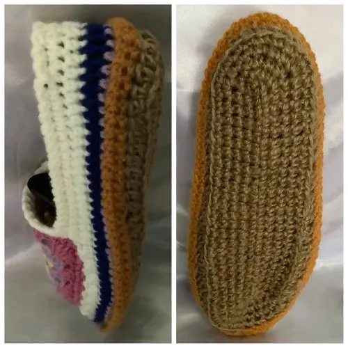 Chaussons - ballerines  d’intérieur,semelles anti dérapantes massager de corde bio ,fait main au crochet