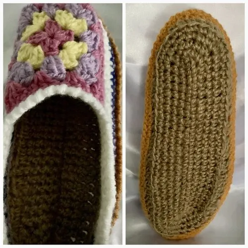 Chaussons - ballerines  d’intérieur,semelles anti dérapantes massager de corde bio ,fait main au crochet