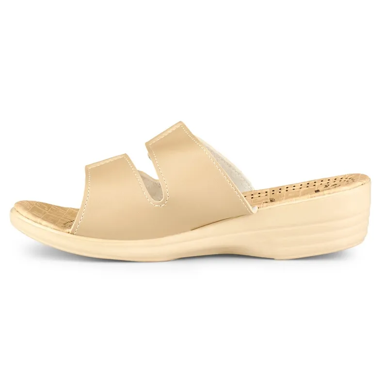 Chaussons confortables pour femmes avec velcro beige