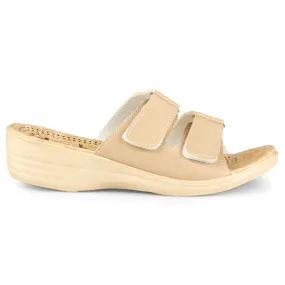 Chaussons confortables pour femmes avec velcro beige