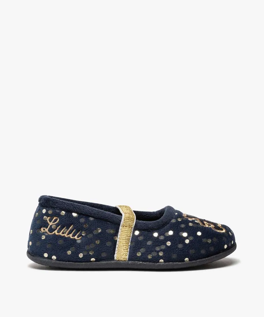 chaussons fille ballerines en velours paillete ¨C lulucastagnette bleu chaussons