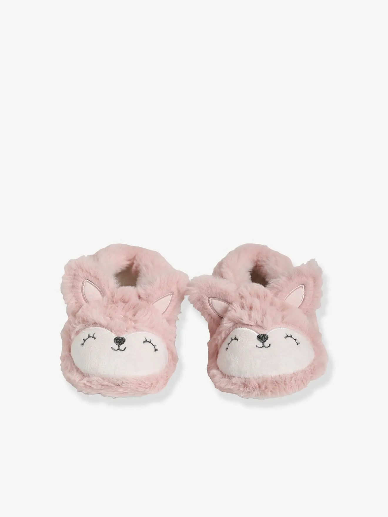 Chaussons fille esprit peluche rose pale - Vertbaudet